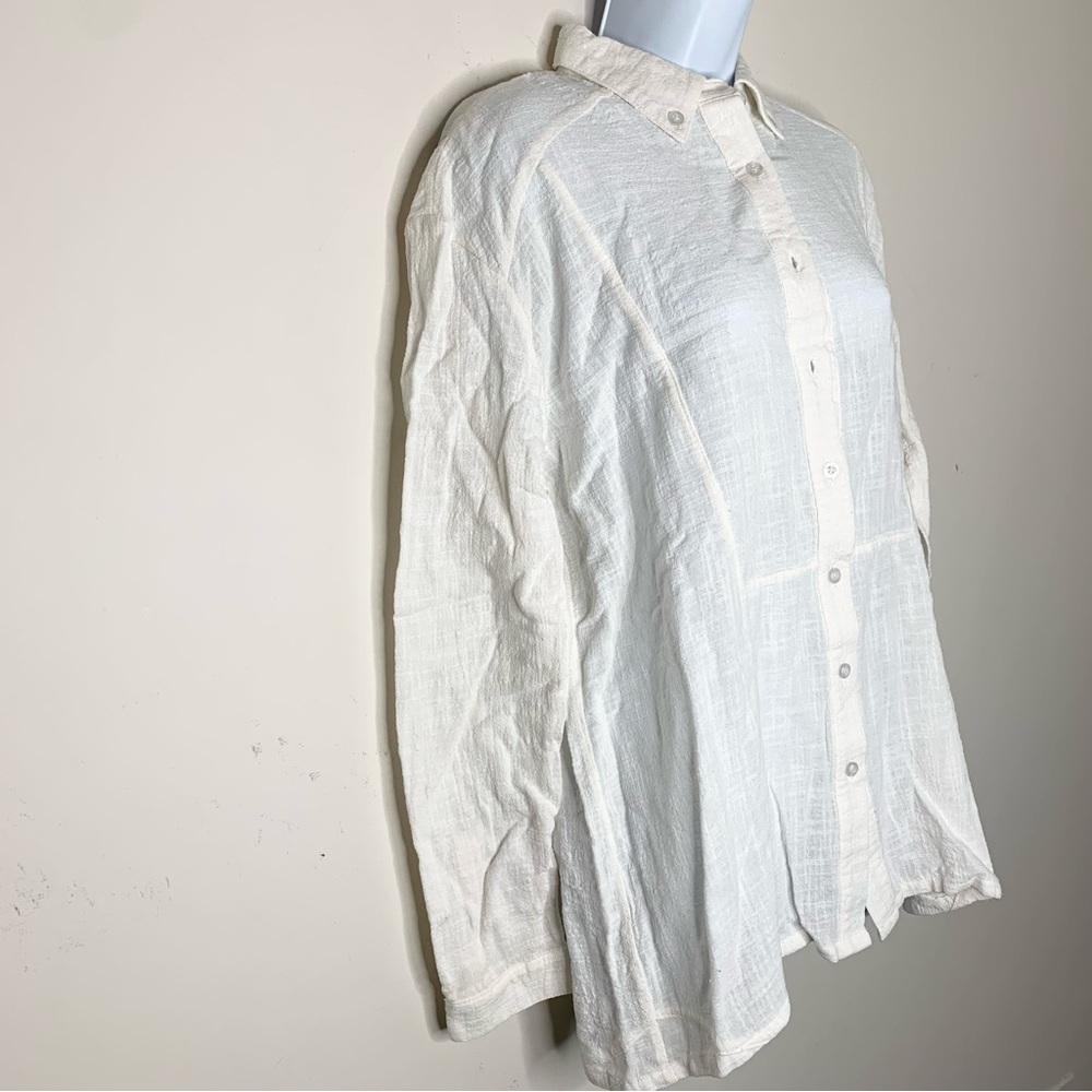 Free People One Teaspoon Button Down Shirt Crinkle Gauze Poplin Cotton White - Picture 7 of 16